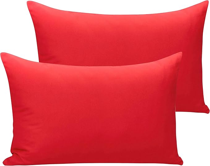 NTBAY Microfiber Toddler Pillowcases with Envelope Closure, 2 Pack 100% Brushed Microfiber Super Soft Travel Kids Nursery Pillow Cases, 14"x20" Fits Pillows Sized 12"x16" 13"x18" 14"x19", Red