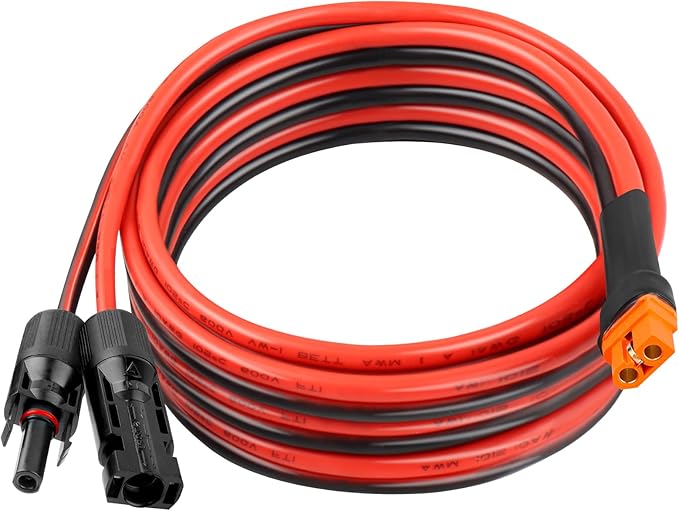 10AWG 15FT Solar to XT60i Extension Cable 3 6 10 35 50 75 100FT Heavy Duty Adapter Cable Connector to XT60i Wire for Portable Power Station, Solar Panel, RV, Battery, Renewable Energy Applications