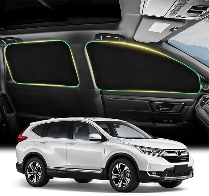 Side Window Sunshades for 2017-2022 CRV, Suede Fabric Window Covers for Privacy Car, Custom Fit Without Steel Rings, UV & Heat Protection Magnetic Installation (4 Pack)