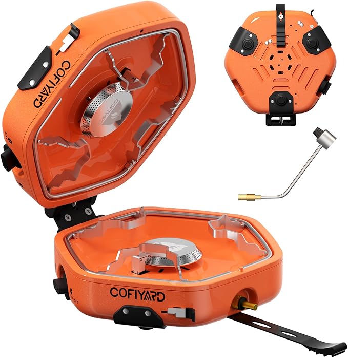 Cofiyard Propane 2 Burner Camping Stove with Carrying Bag, Portable Folding Gas Stove for Camping, Backpacking Camp Stove for Outdoor Cooking with 17,000 BTU Adjustable Burners for BBQ, Tailgating