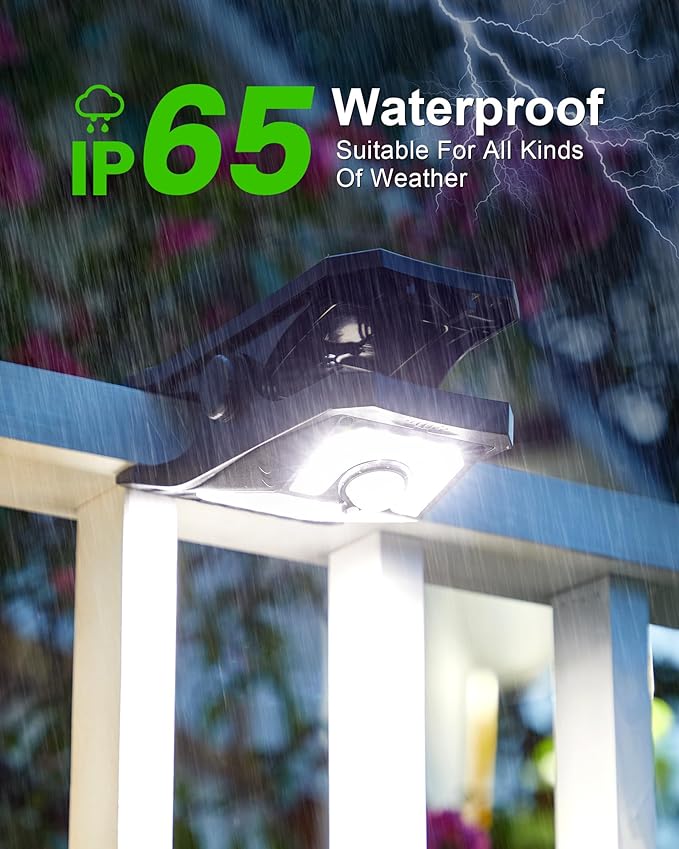 Solar Motion Sensor Lights Outdoor, Clip on Solar Lights Outdoor Waterproof, High Bright Solar Powered Security Lights for Outside Fence Chain Link Camping (1, 118 LED)