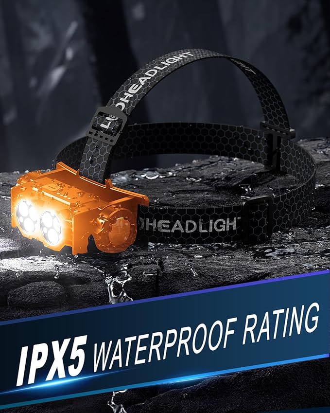 Headlamp Rechargeable 2PCS,4500L Super Bright Light Bright LED Rechargeable Headlight with White Light, Waterproof Head Lamp with Headband for Outdoor Camping, Hiking,Camping Essentials,Working