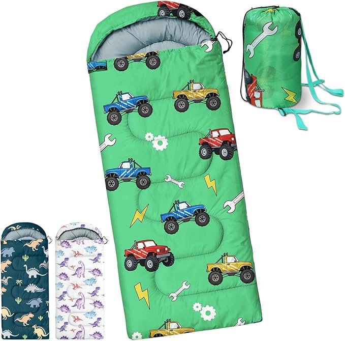 Kids Sleeping Bags - Camping Sleeping Bags with Carry Bag - Compact Sleeping Bag for Hiking, Backpacking 3 Season Warm & Cool Weather, Lightweight Waterproof Outdoor Travel for Boys Girls