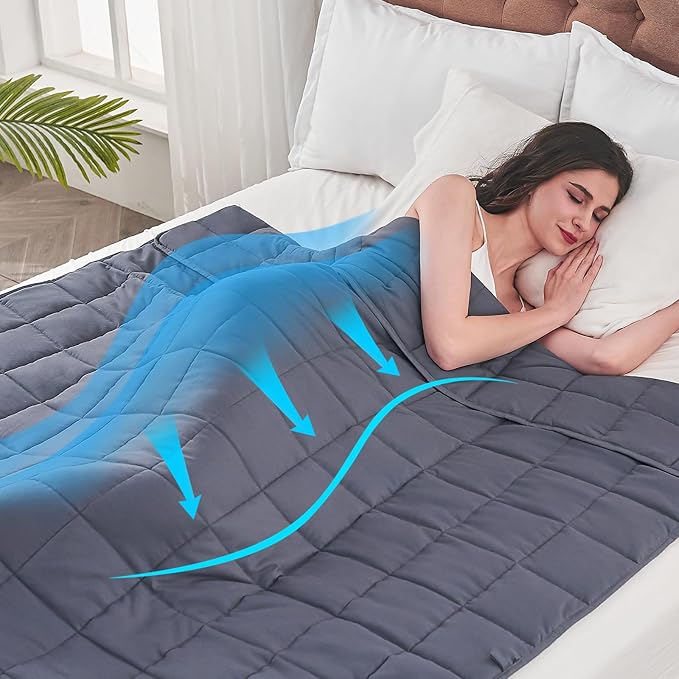 yescool Weighted Blanket for Adults (20 lbs, 48" x 72", Grey) Cooling Heavy Blanket for Sleeping Perfect for 140-160 lbs, Twin Size Breathable Blanket with Premium Glass Bead, Machine Washable