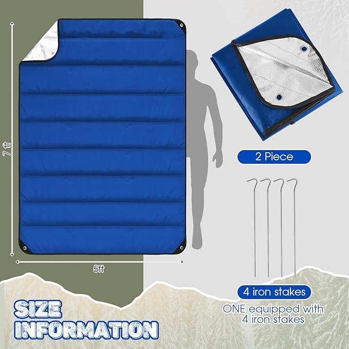Kingdder 2 Pcs Heavy Duty Emergency Blankets for Survival Camping Blanket Insulated Tarp 60 x 82 Inches Outdoor Waterproof Thermal Reflective Tarp Tent Insulation for Camp Hiking Picnic