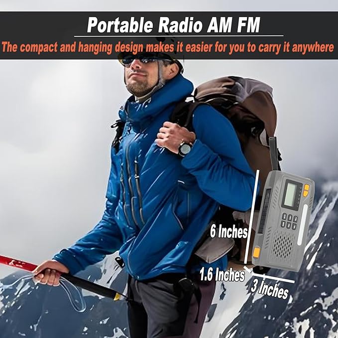 7400mWh Solar Hand Crank Emergency Weather Radio, NOAA AM FM Portable Radio with Flashlight, SOS Alarm, Digital Display & Phone Charger for Hurricane, Survival, Camping & Outdoor Emergencies