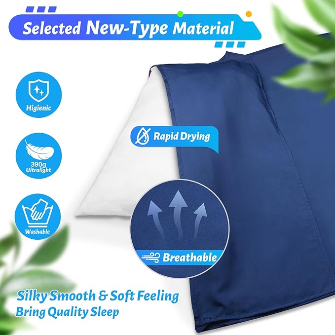 Lightweight Sleeping Bag Liner, Travel Sheets and Adults Sleep Sack, 220 x 95cm with Full Lockable Zipper and Travel Buckle - Portable & Easy Care, Idea for Backpacking, Camping, Hotels, and Trips