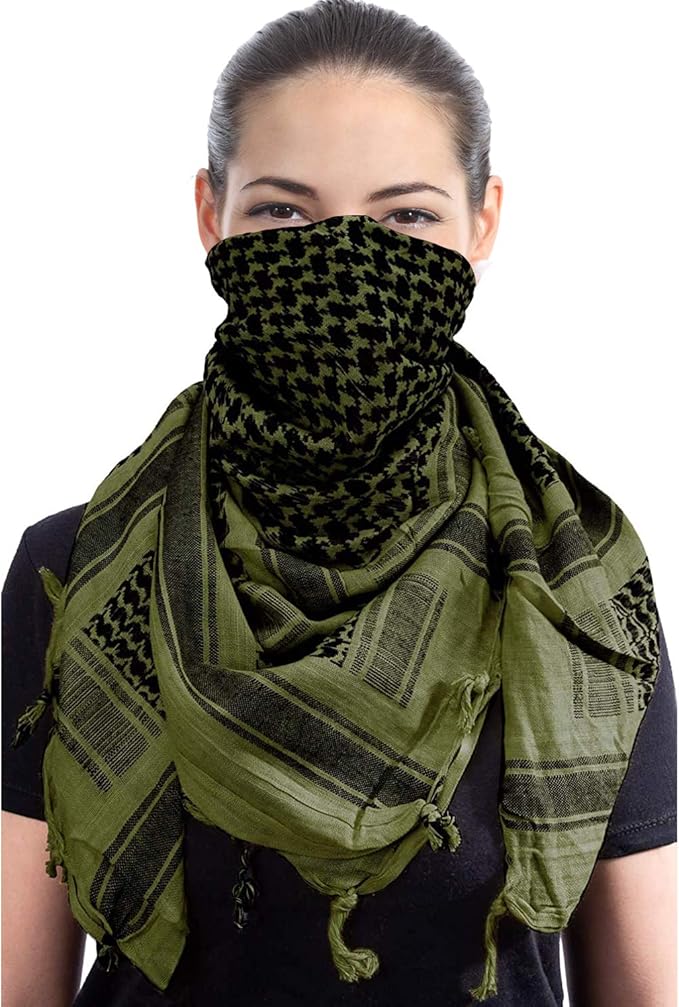 Luxns Military Shemagh Tactical Desert Scarf / 100% Cotton Keffiyeh Scarf Wrap for Men And Women