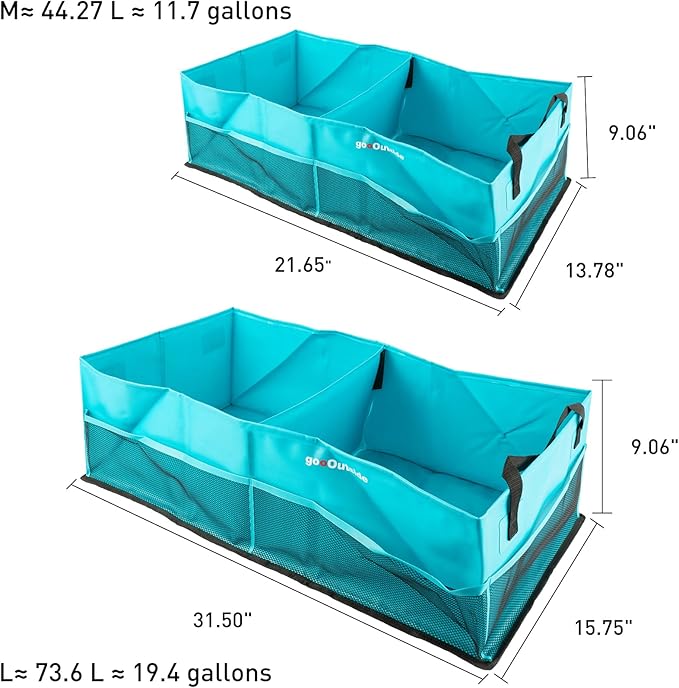 HiMagics Collapsible Waterproof Car Trunk Organizer, Soft PVC Storage Bin with Rugged PVC-Coated Fabric for SUV & Truck (Aqua Blue, REG)