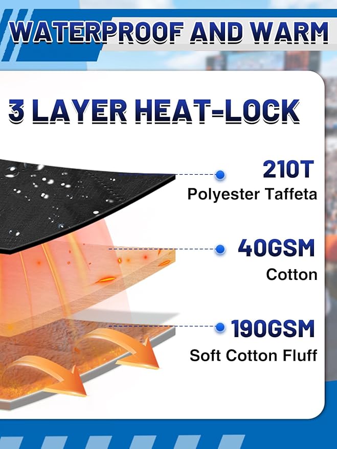 Aulock 55''W x 60''L Warm Outdoor Stadium Blanket Waterproof - Portable & Windproof Navy Blanket with Sherpa Fleece Lining for Camping Winter Cold Weather