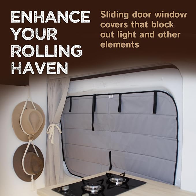 Living in a Bubble Insulated Blackout Sliding Door Window Cover for Ford Transit 2015-Current. Van Life Essentials & Camper Accessories