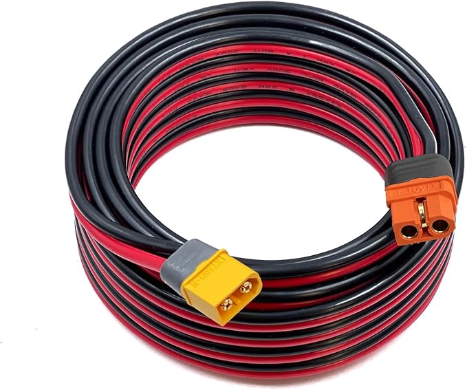 XT60 Male to Female Cable - 12AWG Solar Charging Cable Extension - Compatible with EcoFlow Portable Power Station & Solar Generator (20FT)