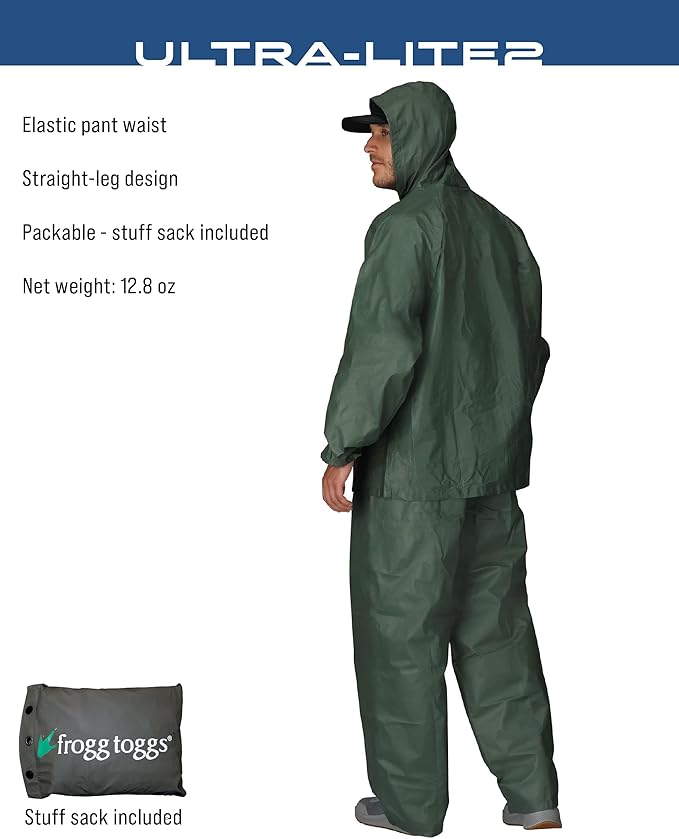 FROGG TOGGS Men's Ultra-Lite2 2-Layer Waterproof Breathable Rain Suit