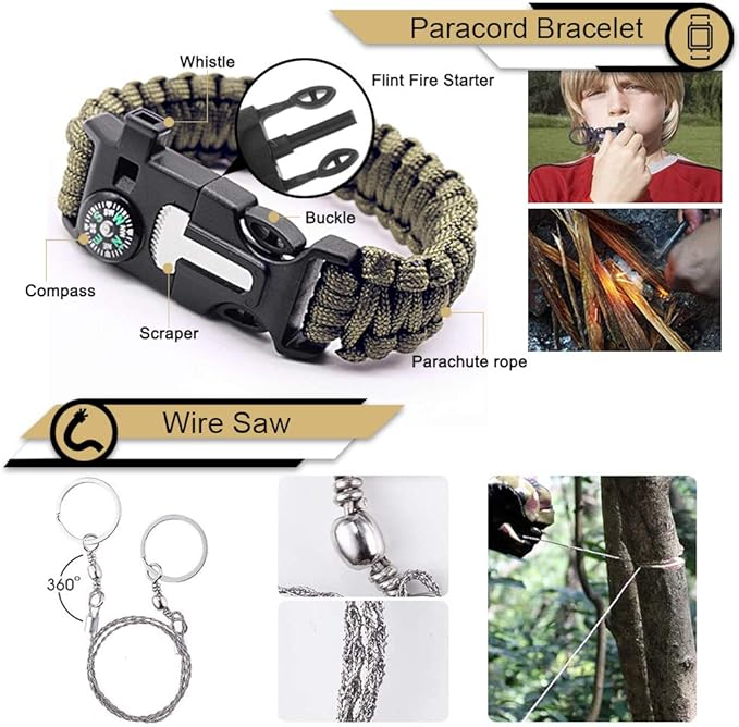 EMDMAK Gifts for Men Dad Husband Boyfriend, Survival Gear and Equipment 15 in 1, Outdoor Emergency Survival Kit, Camping Hunting Fishing Christmas Birthday Gifts Ideas for Him Teen Boy Cool Gadget