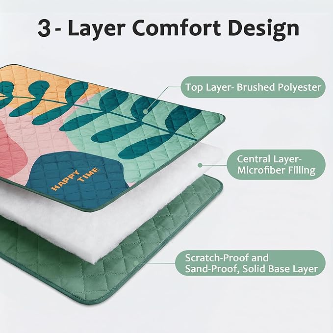 Exclusivo Mezcla Waterproof Picnic Blankets 60x80 Inch, 3 Layer Extra Large, Sandproof and Foldable Outdoor Blanket for Beach Camping, Park and Travel