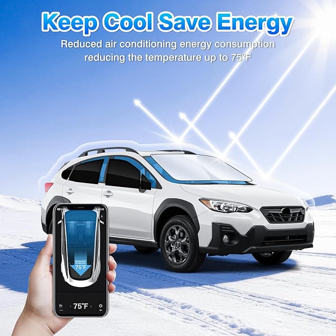 T TGBROS Windshield Sun Shade for Subaru Crosstrek XV 2018-2020 2021 2022 2023 Car Window Shades Thicken UV Block and Blackout Privacy Foldable Sunshades 8PCS Accessories Keep Cool Sun Visor Covers