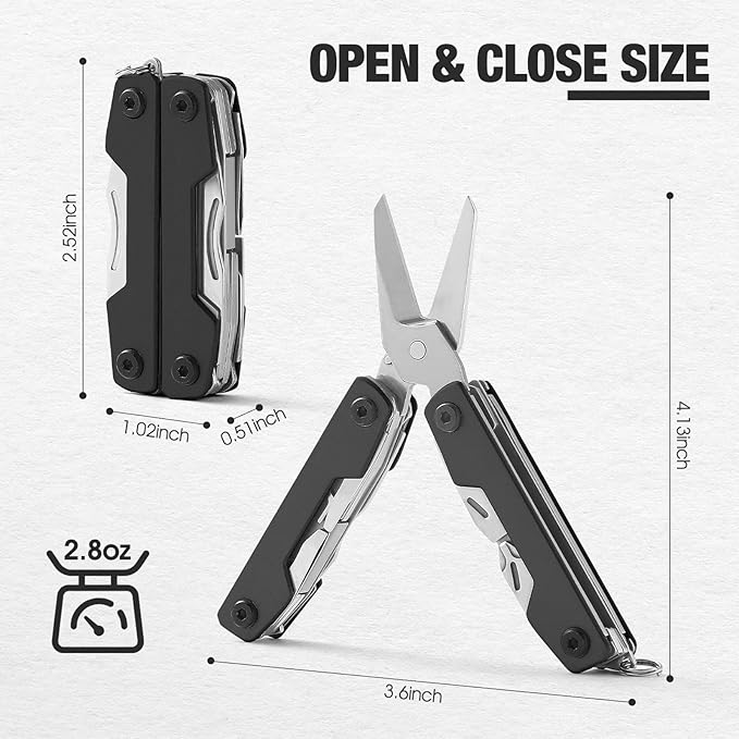 11-in-1 Mini EDC Multitool - Scissors, Pocket Knife, Keychain, Bottle Opener and Screwdriver, Stainless Steel EDC Multitool for Outdoor Camping Survival, Hiking, Simple Repair