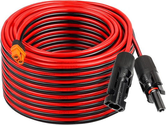 MOOKEERF Solar to XT60i Cable 12AWG 50FT Solar Panel to XT60i Adapter Connector XT60i-F Extension Cable for Portable Power Station Solar Generator