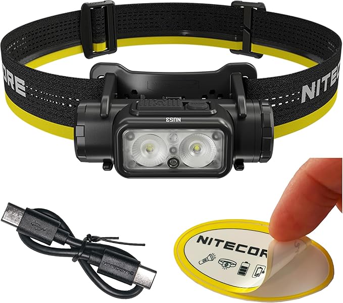 Nitecore NU53 1800 Lumen Headlamp, USB-C Rechargeable, Long Runtime, Industrial Work and Outdoor Headlamp with White & Red Auxiliary Lights