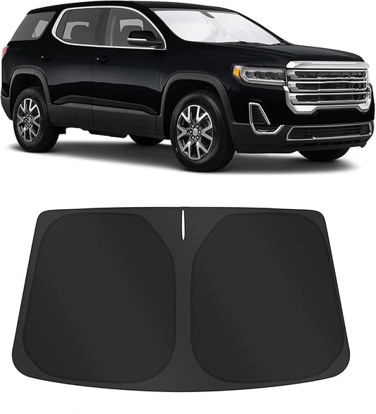 TINGLU Sun Shade for GMC Acadia SUV 2017-2023 Accessories Windshield Sun Shade Window Shade UV Rays Protection Sun Visor Cover with Steering Wheel Sunshade Storage Bag