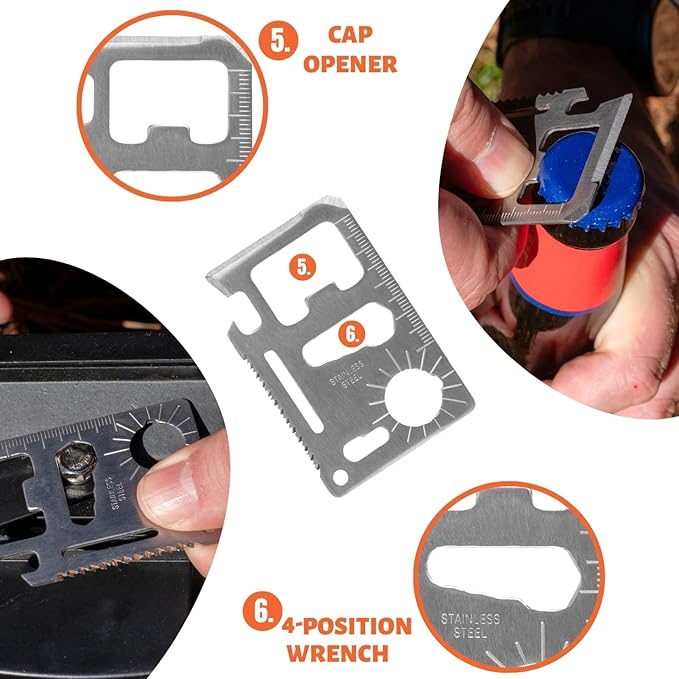 Tactiko Survival Siren and Multitool - Emergency Whistle & 10-in-1 Stainless Steel Pocket Tool with Carry Pouch - Essential Survival Gear Bundle for Camping, Hiking, and Outdoors - U.S. Company