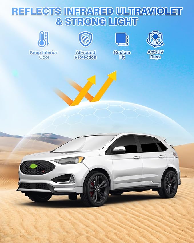 Canvcle Sunshades for Ford Edge 2015-2024 Accessories Windshield Sun Shade Side Rear Window Shade Cover Sun Visor Shield Privacy Protection Keep Vehicle Cool Black 8PCS