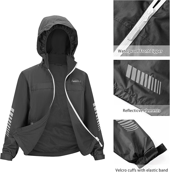 SWISSWELL Kids Rain Gear Boys Girls Youth Waterproof Rain Suit Breathable Reflective Raincoat and Pants