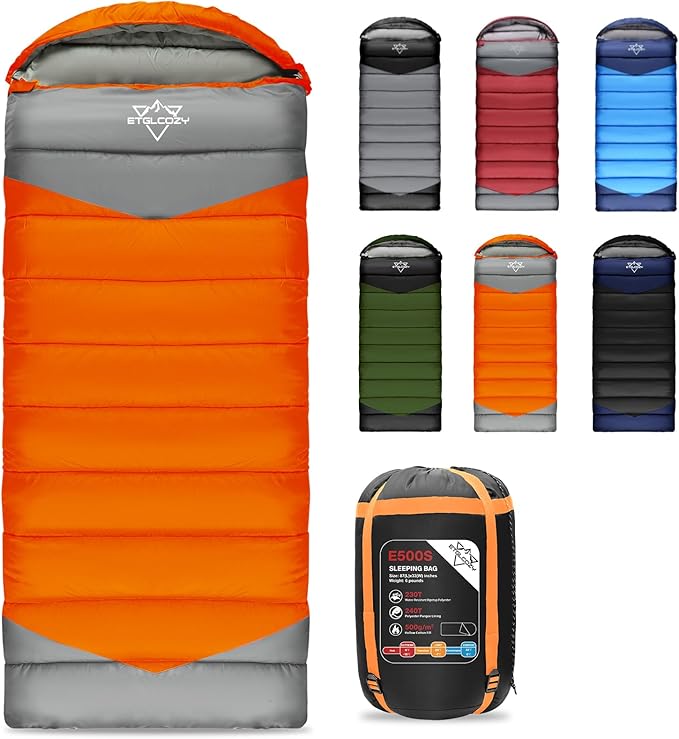 Lightweight 3-Season Sleeping Bag for Adults/Kids Camping, Compact w/Compression Sack, Waterproof Ripstop, Portable for Backpacking Hiking Travel