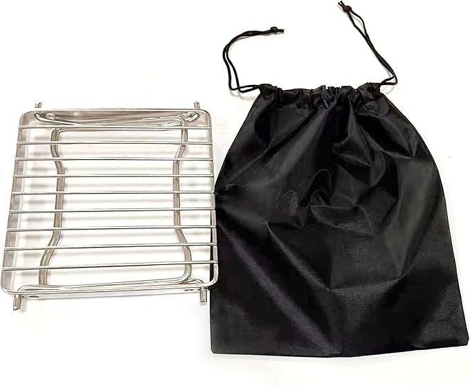 TreGoo Ultralight Mini Camp Grill with Foldable Legs – 304 Stainless Steel Grate, Portable Gas Stove & Campfire Stand, Compact Grill Grid for Backpacking/Camping/Hiking/Picnic/Travel/Fishing (Weave)