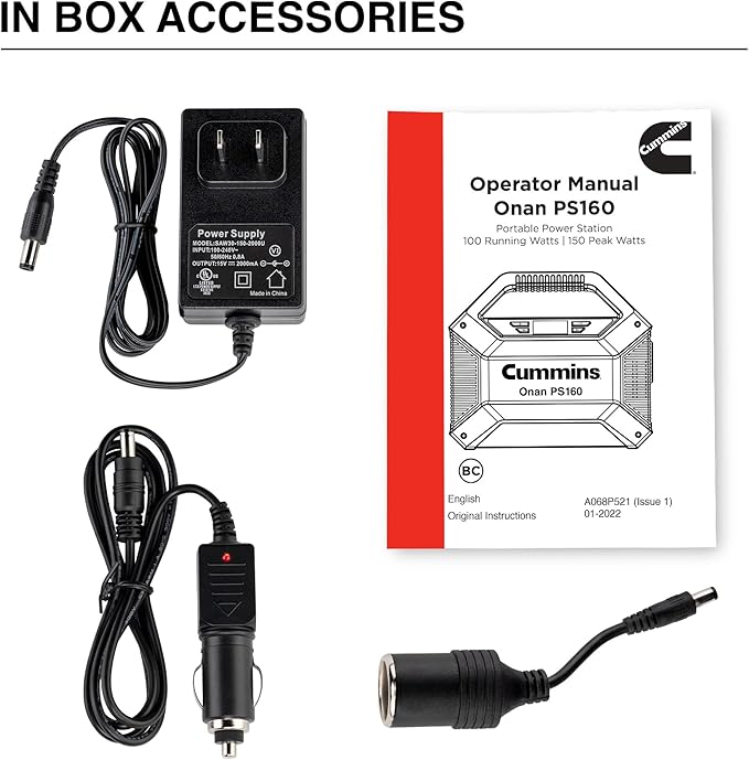 Cummins 155Wh 150 Peak Watt Portable Power Station & Solar Generator, Modified Sine Wave AC Outlet, Backup Lithium Battery for Camping, Home, Travel, Indoor/Outdoor Use (Solar Panel Not Included)