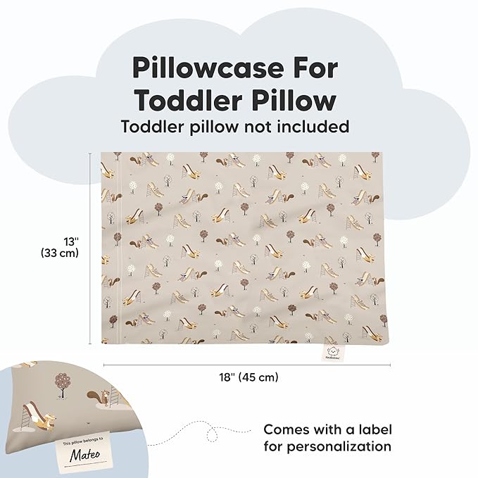 KeaBabies Toddler Pillowcase 13"x18" - Organic Cotton Toddler Pillowcase for Kids, Boys, Girls, Soft & Durable Cotton Cover for Miniature Sleepy Pillows, Cute Colors, Pillow Sold Separately(Play Park)