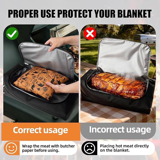 270° Opening BBQ Blanket for Resting Meat, Insulated Leak-Proof Meat Resting Bag for Brisket Turkey Pork, Smoker Accessories for Camping Party Kitchen, Anniversary Birthday Gift for Men Dad Husband