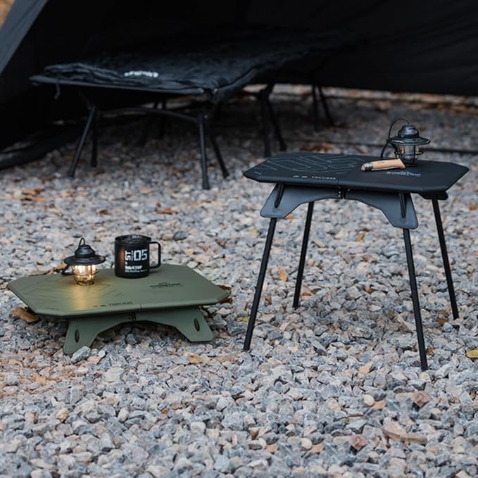 HZGAMER Folding Camp Table, 2 in1 Adjustable Height(16 inch/4 inch) Foldable Camping Desk, Outdoor Camping Table Picnic Table for Cooking, Beach, Hiking, Travel, Fishing, BBQ
