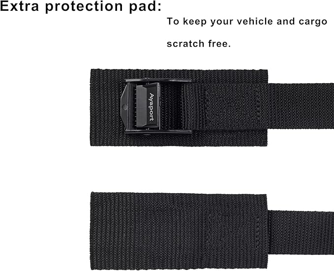 Ayaport Lashing Straps Car Roof Rack Straps Cam Buckle Tie Down Strap for Kayak, SUP, Canoe, Surfboard Packing Black 4 Pack