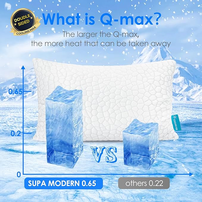 Cooling Pillows King Size Set of 2, Firm Shredded Memory Foam Pillows for Side Back Stomach Sleepers, Two-Sided Cool Neck Pillow for Neck Shoulder Pain, Luxury Gel Cold Bed Pillow for Hot Sleepers