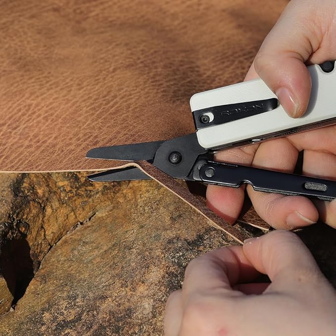 Roxon KS2 Elite Noir Blanc D2 Blade 13 in 1 Mini Multi Tool function pocket knife with big scissor, G10 handle and Pocket clip, good for Camping/Backpacking/Emergencies/EDC Multitool (D2 Steel Blade)
