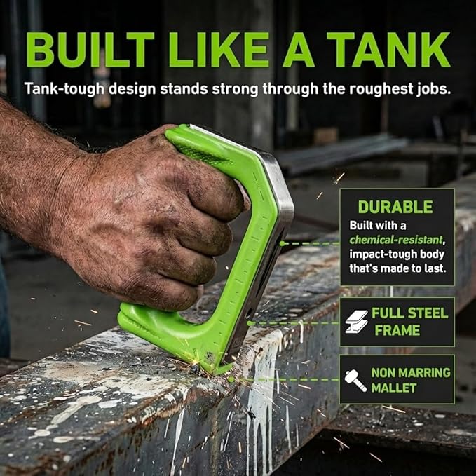Hammer Fist 8-in-1 Multitool - Heavy Duty Stainless Steel Palm Hammer & Nail Puller, Non-Marring Mallet, Hex Driver, Ruler, Square & Bottle Opener - Compact EDC Survival Gear & DIY Hand Tool (Green)