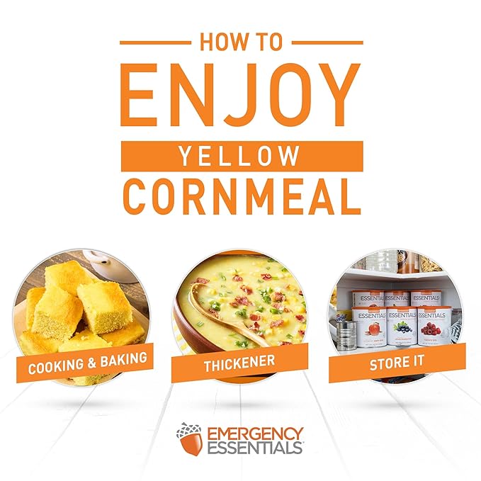 Emergency Essentials Yellow Cornmeal | Allergy Friendly Pantry Staple | 64 Serving #10 Can | Dehydrated for Everyday Use and Long Term Food Storage | 30 Year Shelf Life