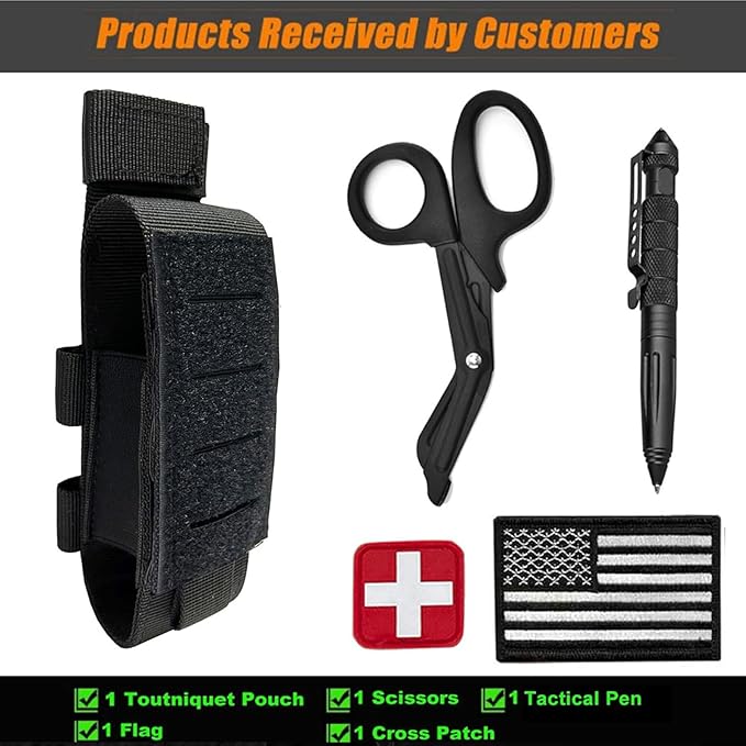 Upgrade 1000D Laser Cut Molle Tourniquet Holder, Heavy Duty Tactical Molle Tourniquet Pouch Holder