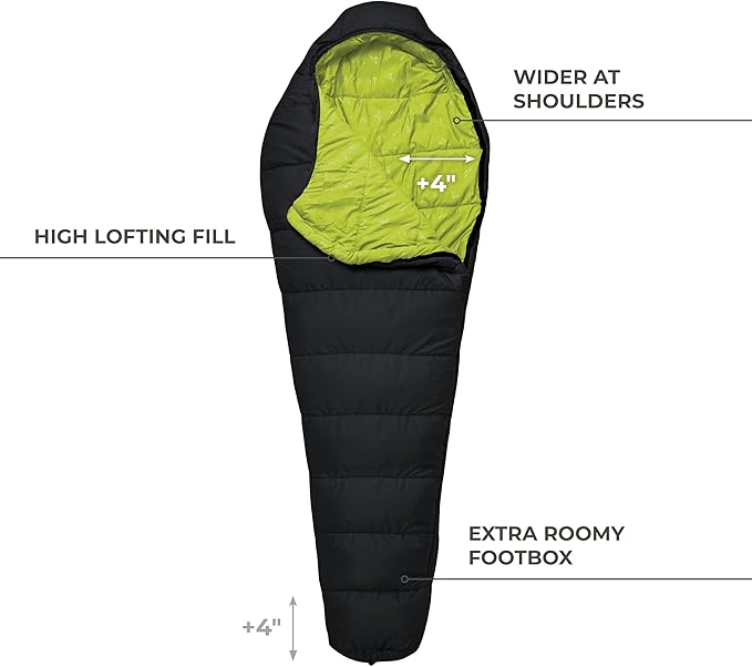 Teton LEEF Lightweight Mummy Sleeping Bag for Camping, Hiking, Backpacking; Cold Weather Option, Compression Sack Included