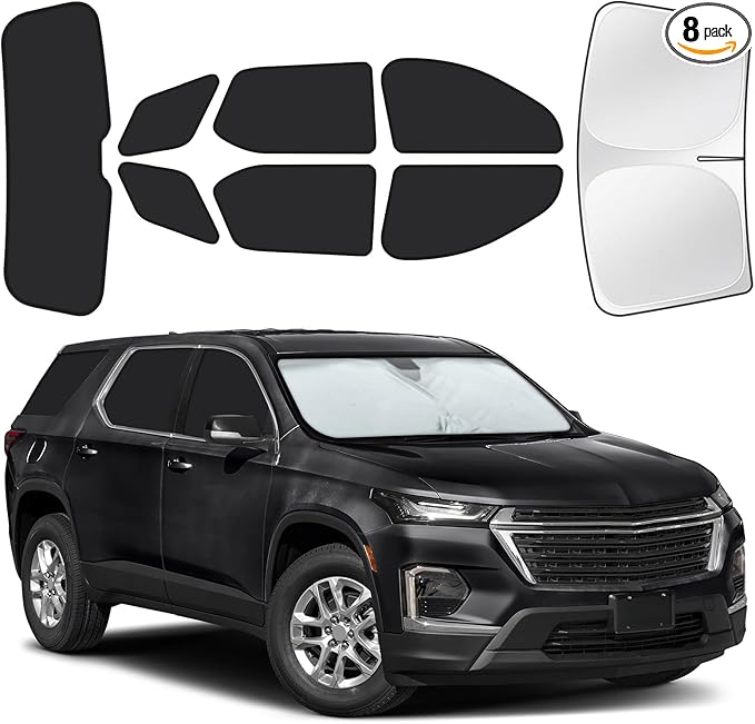 for Chevrolet Traverse 2018-2023 Car Window Shades, 8pcs Privacy Sun Shade Set for Front Windshield Side and Rear Windows, Full Window Covers Keeps Vehicle Cool for Camping Napping