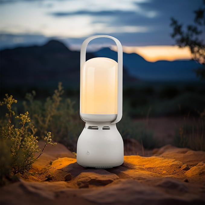 JackonLux Camping Lantern with Speaker, Portable Rechargeable Outdoor Lantern, 11 Mode RGB Color Dimmable LED Night Light for Camping, Home, Party and Hiking (1, White)