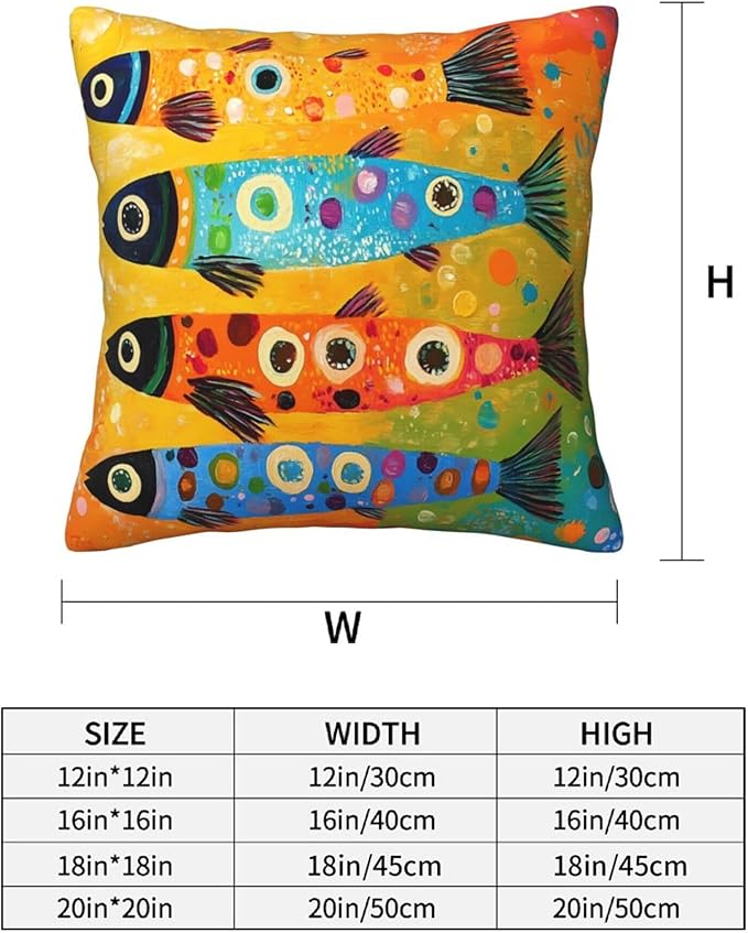 Colorful Fish Beach Throw Pillow Covers 18x18 inch Set of 2 Pillow Case Cushion Cover for Home Sofa Couch Living Room Car Decor