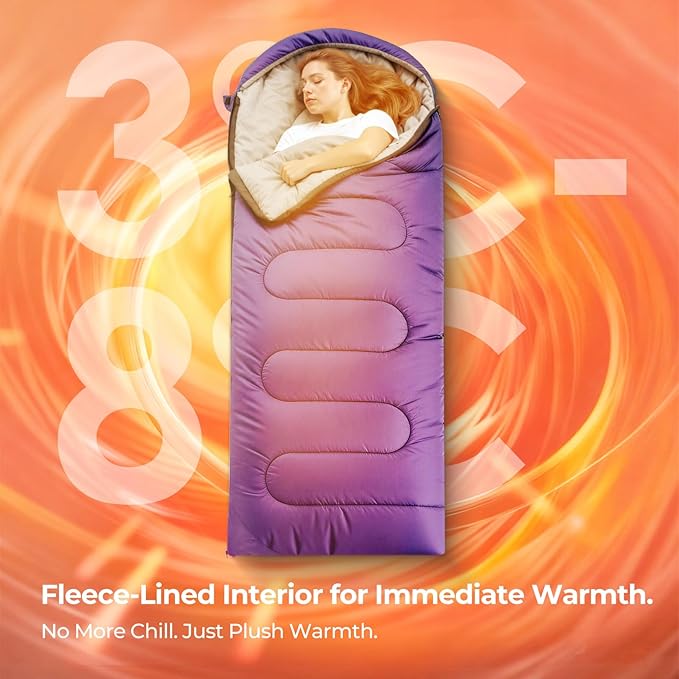 FARLAND Sleeping Bag for Adults, Cold Weather & Warm Plush Fleece-Lined Interior - Portable Waterproof Windproof with Compression Sack for Camping Hiking Traveling Indoor & Outdoor