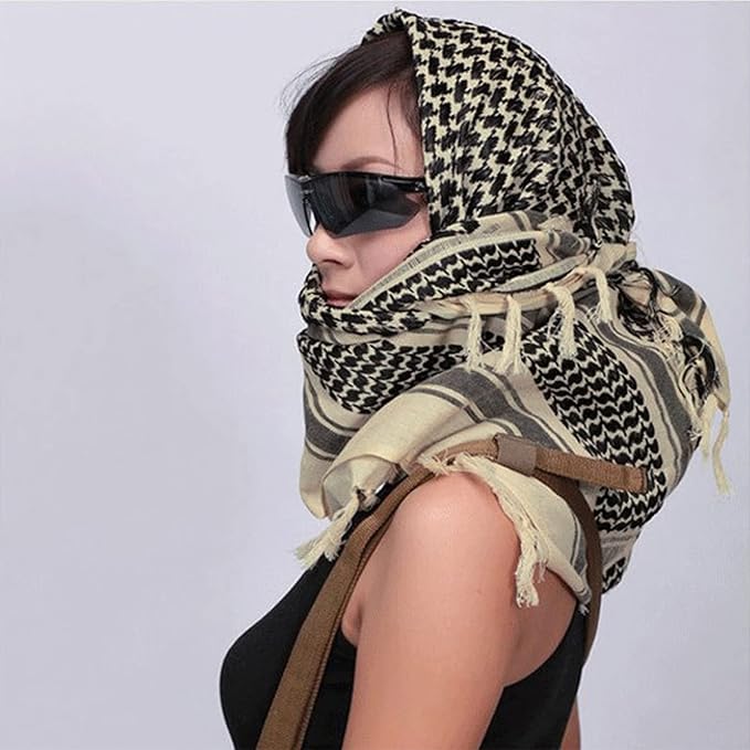 Aonal Military Shemagh Tactical Desert Scarf, 100% Cotton Keffiyeh Neck Head Scarf Wrap for Men Women