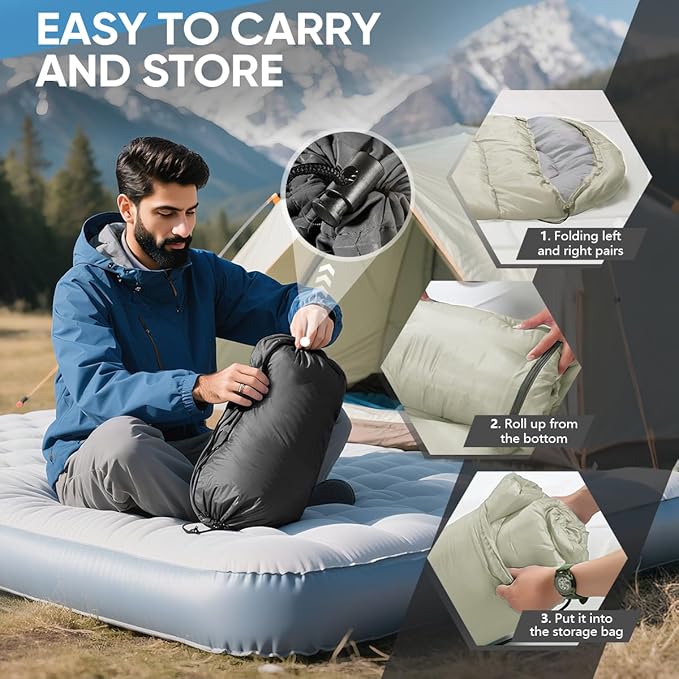 OBTANIM Sleeping Bags Portable Waterproof Camping Sleeping Bag for Adults Kids 4 Seasons Cold Weather or Warm Backpacking Hiking Travel Indoor Outdoor Use