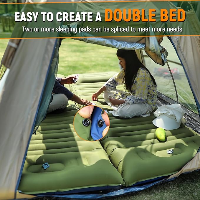 Myxslop Camping Sleeping Pad, Thick 5 Inch Camping Mat with Pillow Built-in Foot Pump Ultralight Inflatable Sleeping Pads for Camping, Backpacking, Hiking, Tent