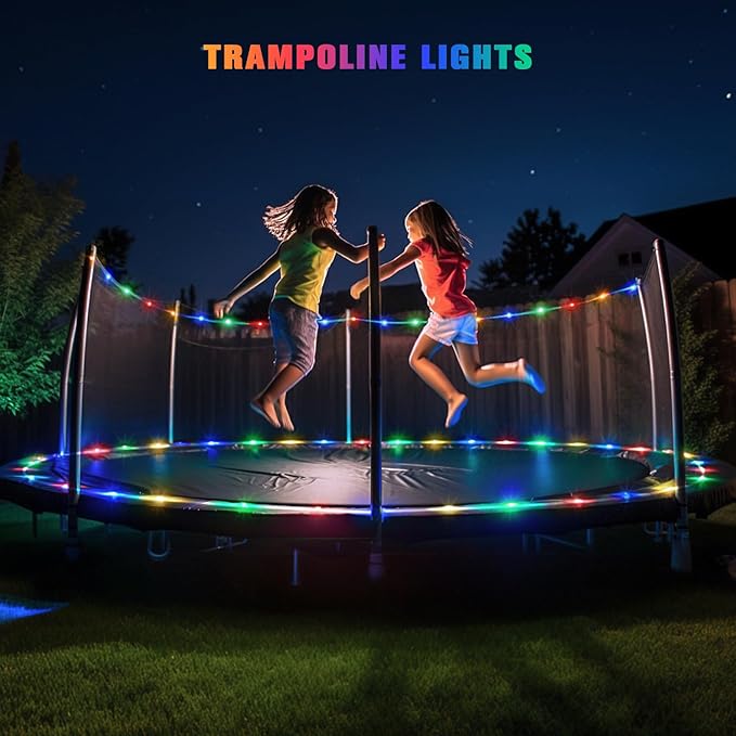 JMEXSUSS Trampoline Accessories 200 LED Trampoline Lights, 66ft IP 65 Waterproof Solar String Lights Outdoor, 8 Modes Solar Rope Light for Garden Yard Ladder Slide Tent Camp(Multicolor)