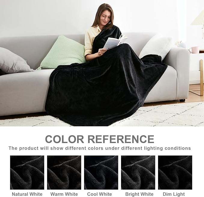 Hansleep Fleece Black Twin Blanket, Super Soft Flannel Fuzzy Plush Cozy Blanket for All Seasons, Black, Twin 60x80 Inches