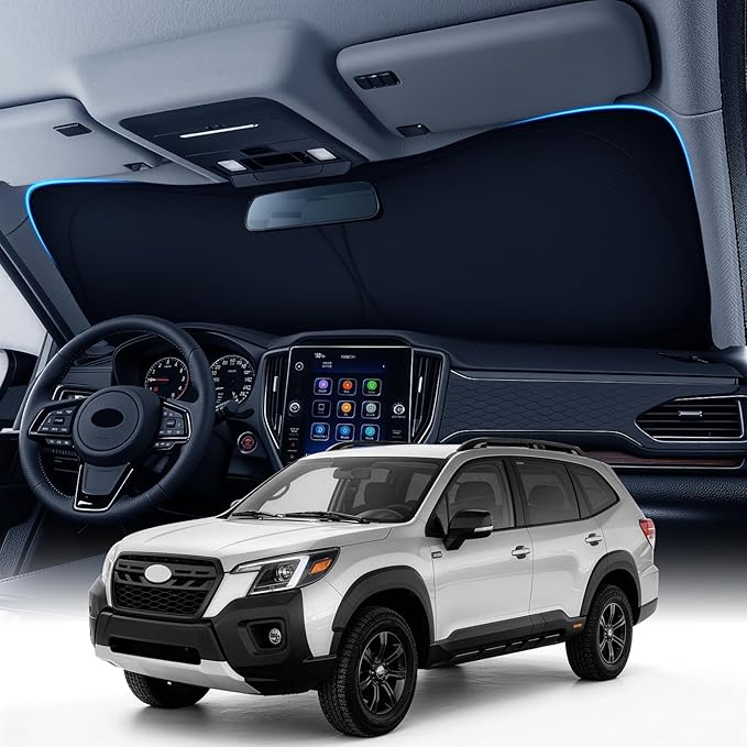 Zanch Custom Windshield Sun Shade for Subaru Forester 2019-2026, 7-Layer UV & Heat Block, 3D Laser Scanned, Interior Protection, Keep Car Cooler, Foldable SUV Accessories